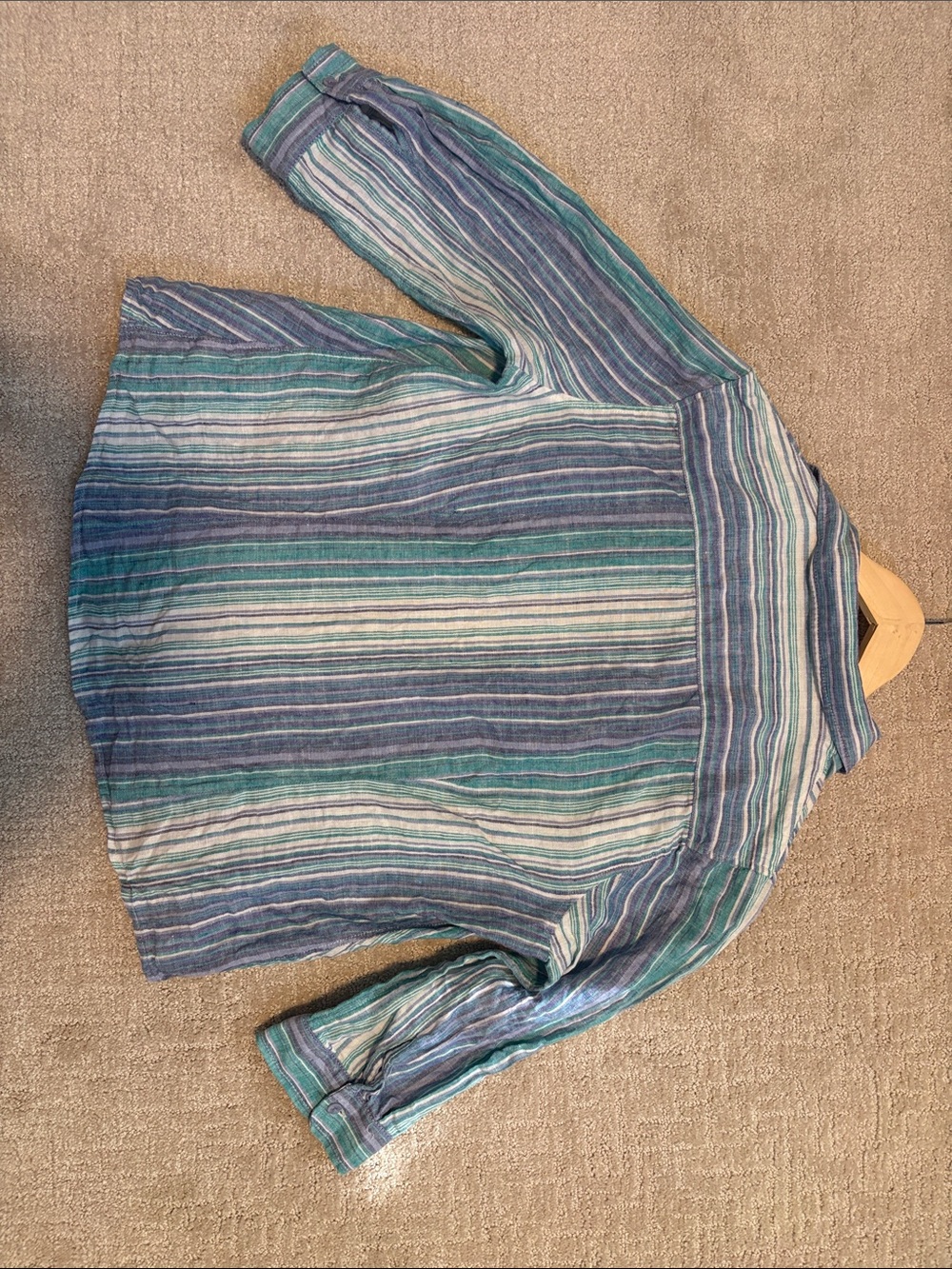 Coldwater Creek Striped Green, Teal & Blue. Button-Up Shirt - Picture 7 of 7